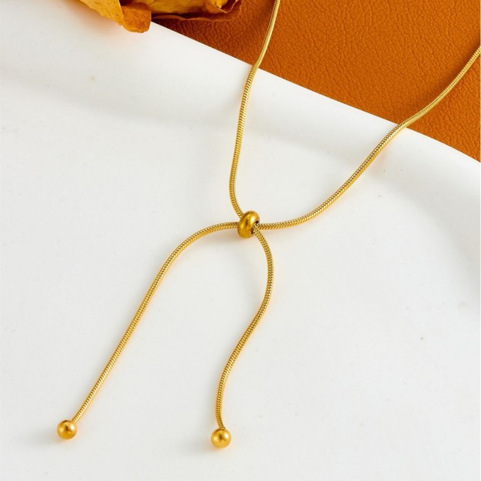 Metallic minimalist cool style pull-out necklace, 2024 new women's choker, unique and trendy niche collarbone chain
