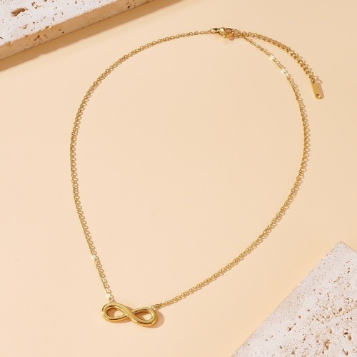 Popular INS minimalist and versatile infinity 8-shaped necklace for women, titanium steel collarbone chain, eternal love necklace