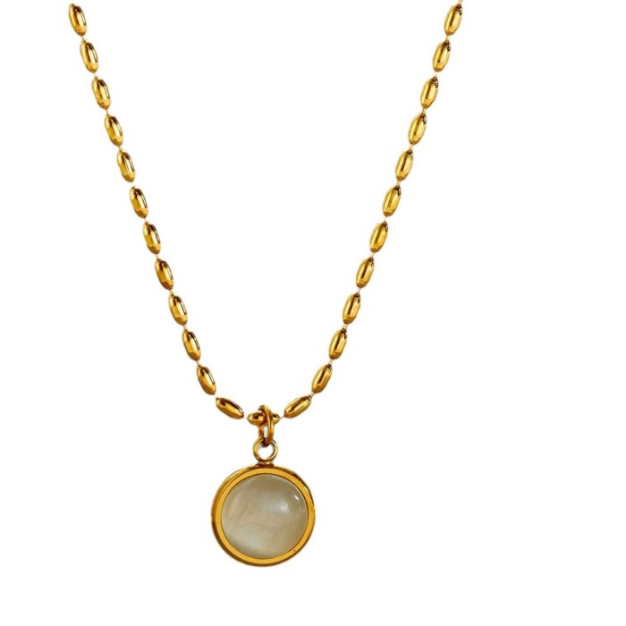 French-style retro geometric stainless steel necklace for women, INS-style simple and elegant versatile light luxury titanium steel collarbone chain wholesale