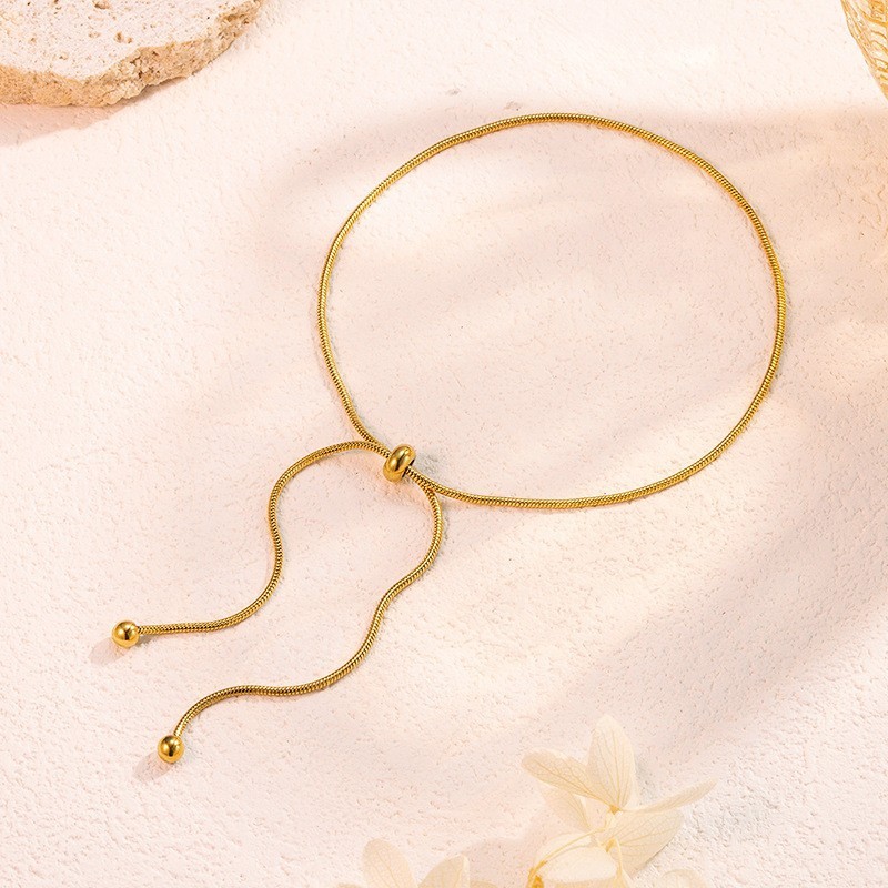 Metallic minimalist cool style pull-out necklace, 2024 new women's choker, unique and trendy niche collarbone chain