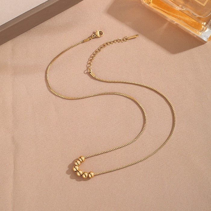 Douyin six-bead necklace for women, 2022 new trendy titanium steel non-fading fortune beads, light luxury style collarbone chain for women