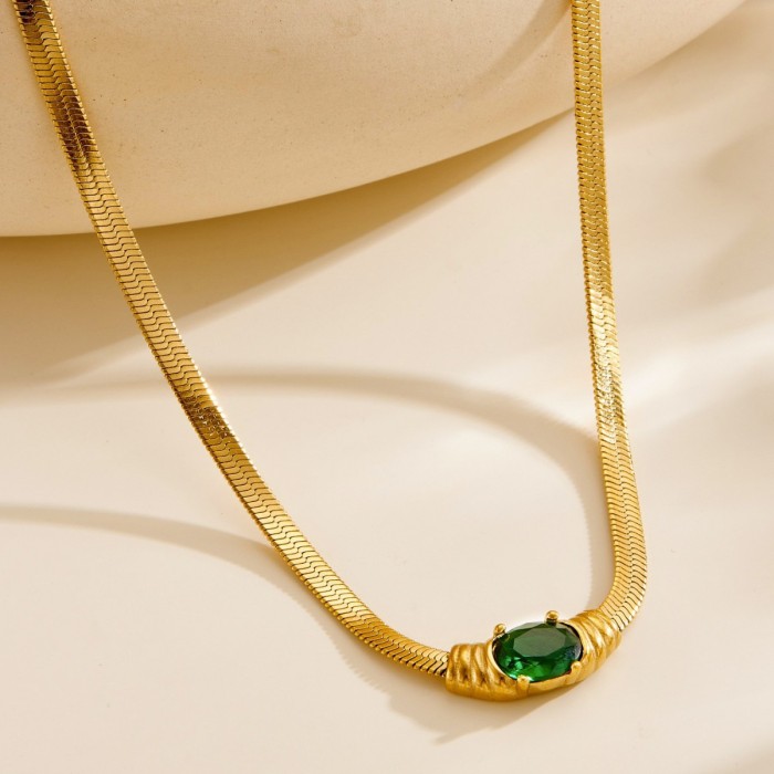 European and American cross-border wholesale of new simple and elegant vintage-style metal snake bone chain inlaid with rhinestones bracelet and necklace
