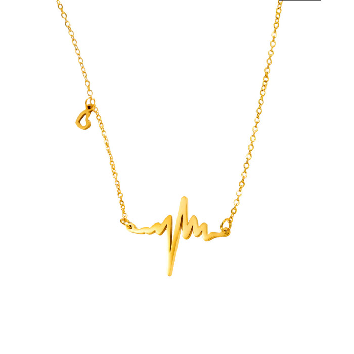 Korean and Japanese fashion accessories: stylish and sexy lightning ECG pendant necklace, trendy titanium steel necklace and bracelet