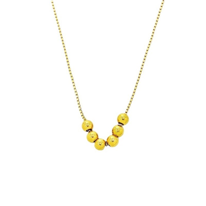 Douyin six-bead necklace for women, 2022 new trendy titanium steel non-fading fortune beads, light luxury style collarbone chain for women