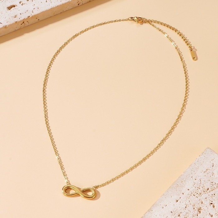 Popular INS minimalist and versatile infinity 8-shaped necklace for women, titanium steel collarbone chain, eternal love necklace