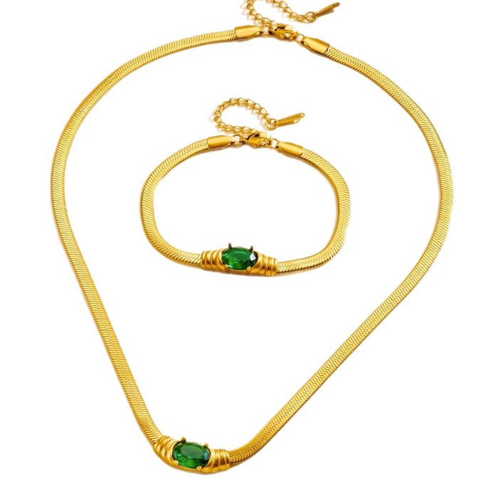European and American cross-border wholesale of new simple and elegant vintage-style metal snake bone chain inlaid with rhinestones bracelet and necklace