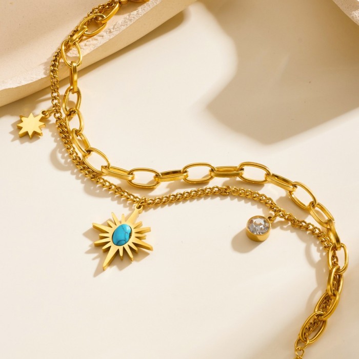 Cross-border wholesale AliExpress new niche eye design 2023 stainless steel bracelet for women, 18K gold-plated jewelry factory