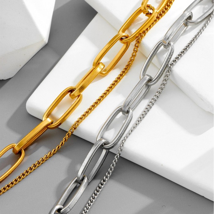 Exaggerated chunky bracelet for women, simple and luxurious, trendy on Instagram, titanium steel, Korean style jewelry, versatile and stylish