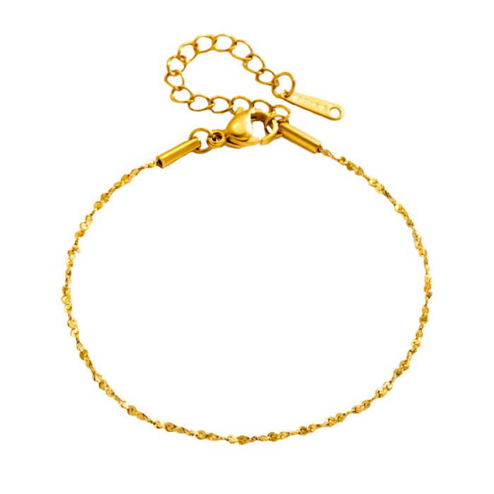 Gold-colored niche exquisite stainless steel fine bracelet for women, 18k gold plated, light luxury starry sky disc titanium steel bracelet