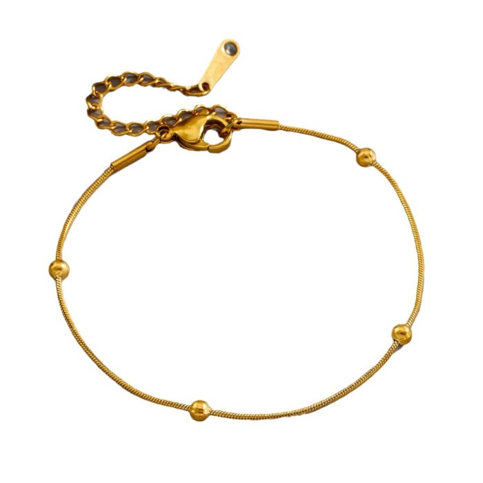 European and American minimalist titanium steel bead snake bone chain bracelet for women, versatile 18K gold-plated non-fading bracelet