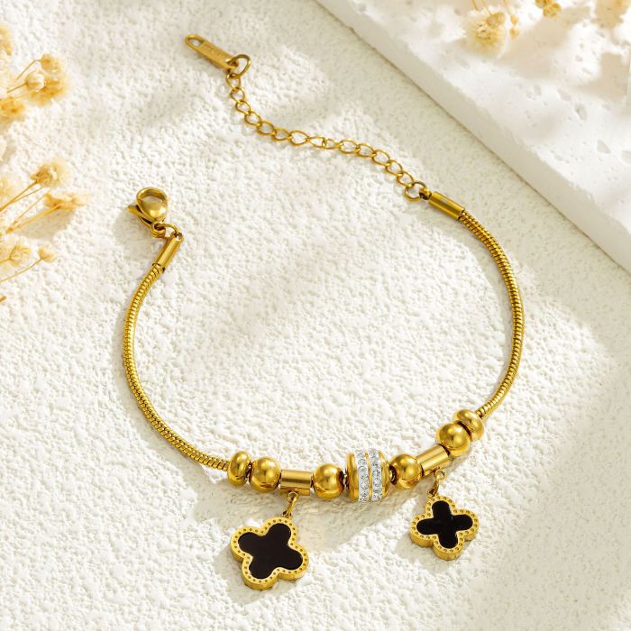 Best-selling in Europe and America, titanium steel 18K gold magnetic round diamond bracelet, light luxury style, non-fading, various combination jewelry