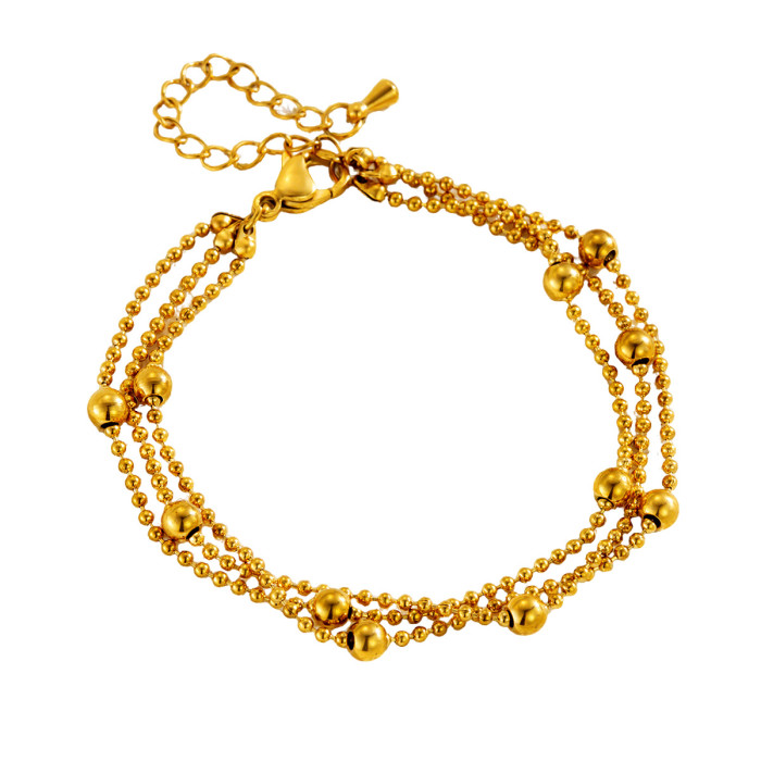 Water-resistant three-layer titanium steel bracelet for women, ins-style, sweet and cool, light luxury, European and American minimalist bracelet, personalized jewelry