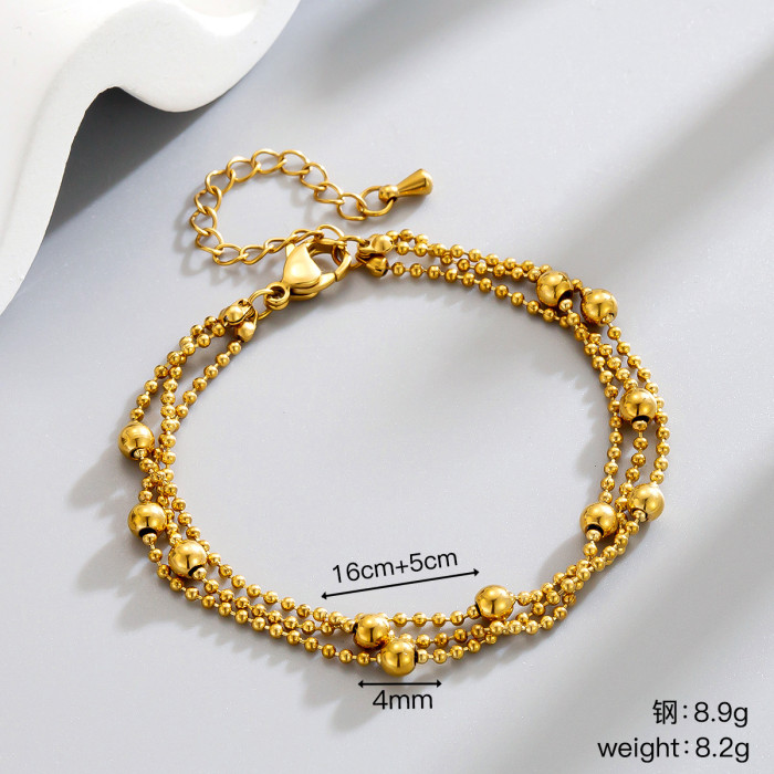 Water-resistant three-layer titanium steel bracelet for women, ins-style, sweet and cool, light luxury, European and American minimalist bracelet, personalized jewelry