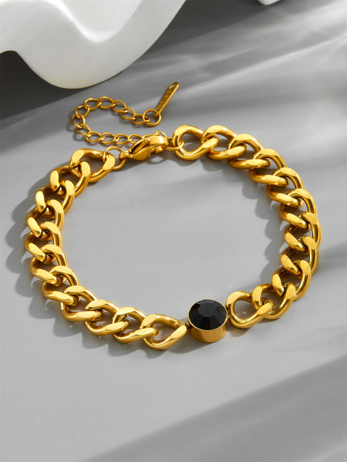 European and American style unique ins-style niche design minimalist black diamond bracelet, fashionable and trendy stainless steel bracelet