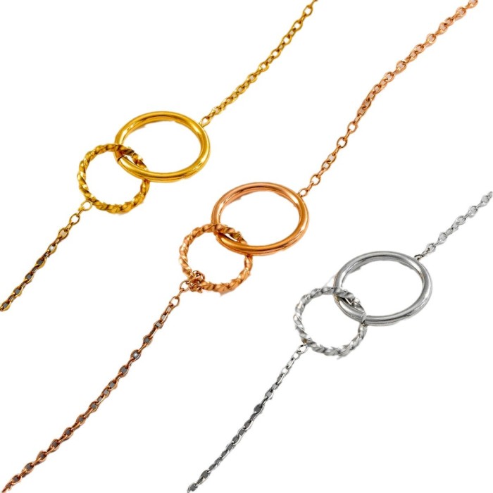 Cross-border bestseller: trendy double-circle titanium steel bracelet for women, simple, stylish, versatile, minimalist style, popular with influencers