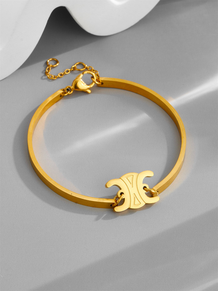 Arc de Triomphe golden vintage bracelet, ins design, niche light luxury, second-hand jewelry, accessories for girlfriends and internet celebrities, women's autumn and winter accessories