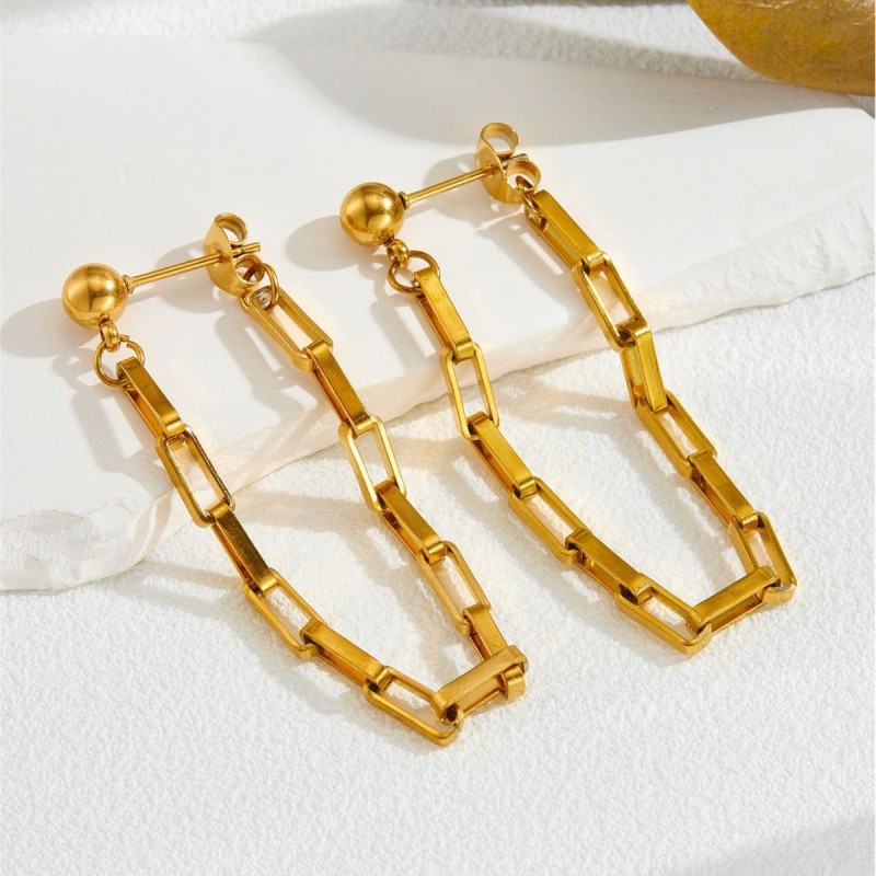 You don't need to remove titanium steel chain earrings when showering, Korean style trendy earrings, cool and minimalist, non-fading, fashionable
