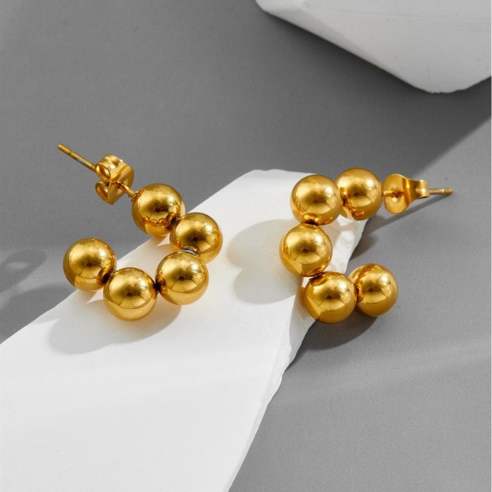 Korean-style minimalist ins cool style cross-border titanium steel jewelry wholesale, unique earrings and studs with spliced steel beads that do not fade