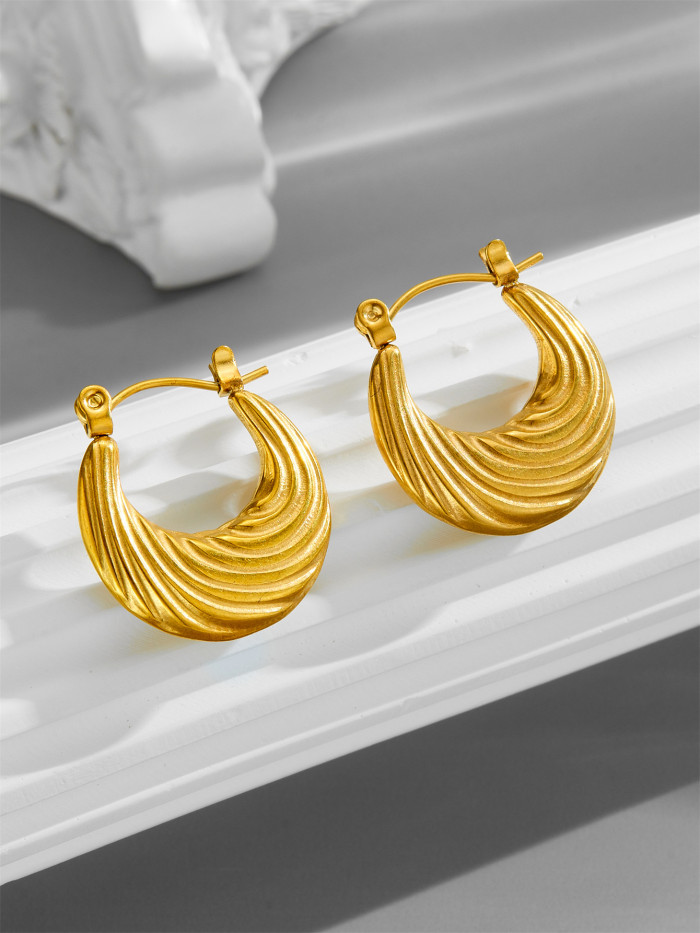 Stainless steel cross-border earrings, versatile and stylish, non-fading, electroplated 18K gold earrings, women's titanium steel earrings
