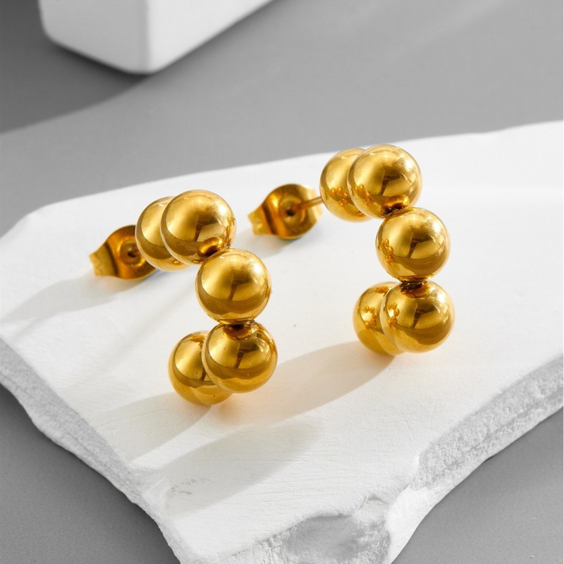 Korean-style minimalist ins cool style cross-border titanium steel jewelry wholesale, unique earrings and studs with spliced steel beads that do not fade