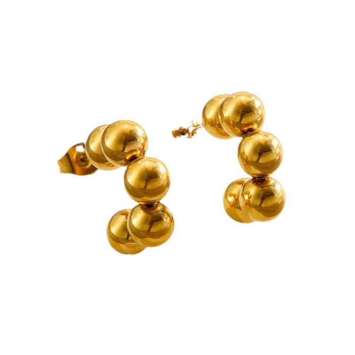 Korean-style minimalist ins cool style cross-border titanium steel jewelry wholesale, unique earrings and studs with spliced steel beads that do not fade