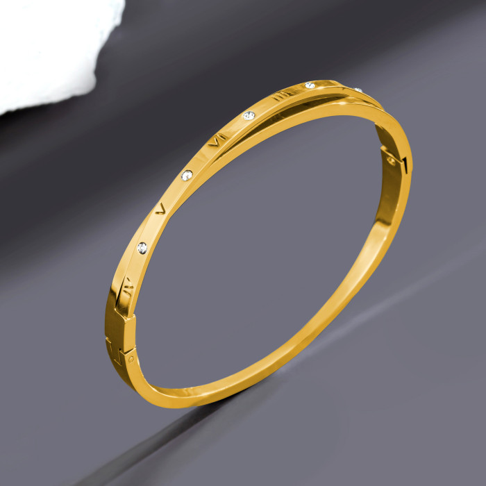 Women's European and American fashion cross titanium steel Roman numeral bracelet accessories with double-layer clasp bracelet