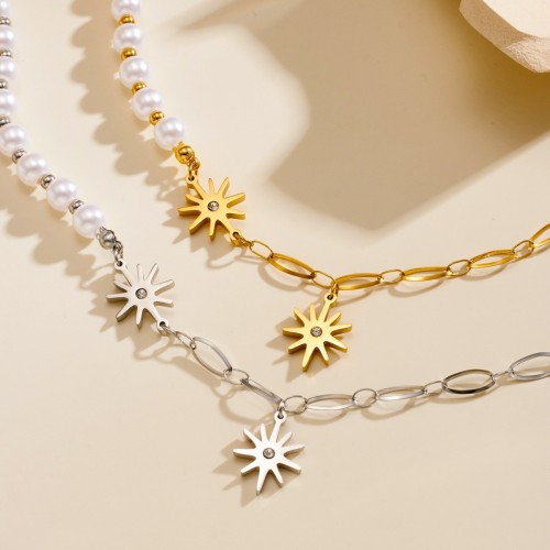 Korean-style niche design titanium steel star pearl anklet for women, vintage ins bracelet, trendy internet celebrity jewelry wholesale