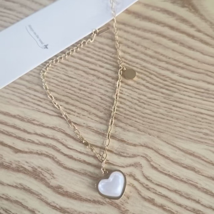 304 stainless steel simple gold heart anklet for girls, small and exquisite, short style, smooth heart-shaped round anklet, versatile
