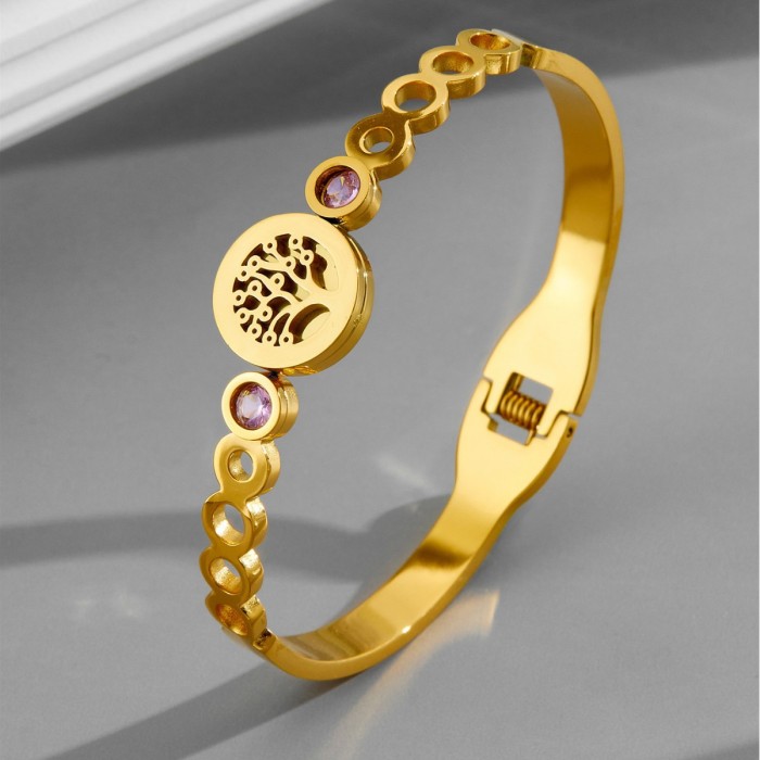Cross-border stainless steel fashion bracelet for women, non-fading, versatile, stylish, personalized, full of diamonds, light luxury women's bracelet