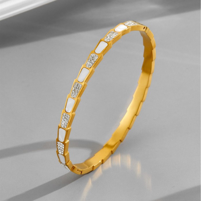 Luxurious and Exquisite Gold-Plated Bamboo Bangle, Non-Fading, Delicate Open Titanium Steel Bamboo Plain Bangle for Women