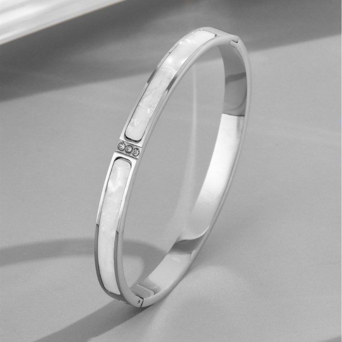 Non-fading titanium steel bracelet, European and American INS style, light luxury, minimalist, cross-border mother-of-pearl stainless steel bracelet jewelry