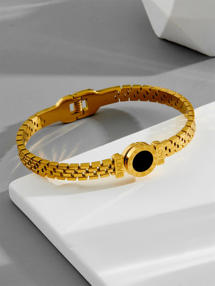 European and American ins Roman LOVE number acrylic ring bracelet for women, titanium steel plated with 18K real gold jewelry bracelet