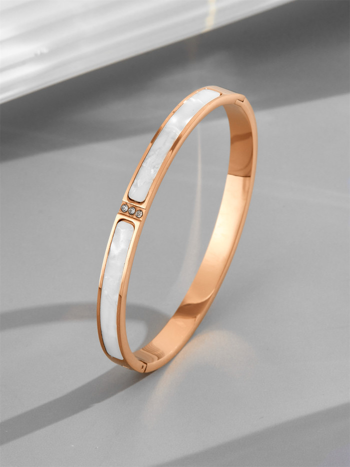 Non-fading titanium steel bracelet, European and American INS style, light luxury, minimalist, cross-border mother-of-pearl stainless steel bracelet jewelry