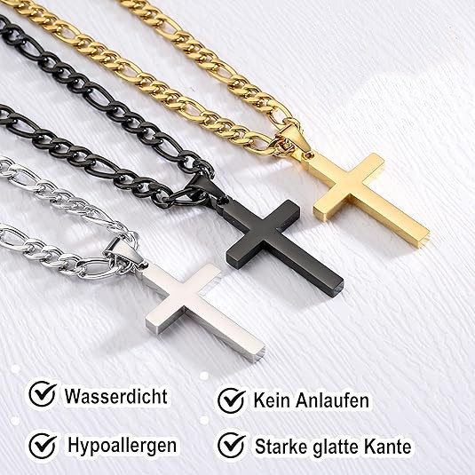 New European and American fashion hip-hop Cuban stainless steel double-layer stacked necklace with niche design and minimalist cross pendant