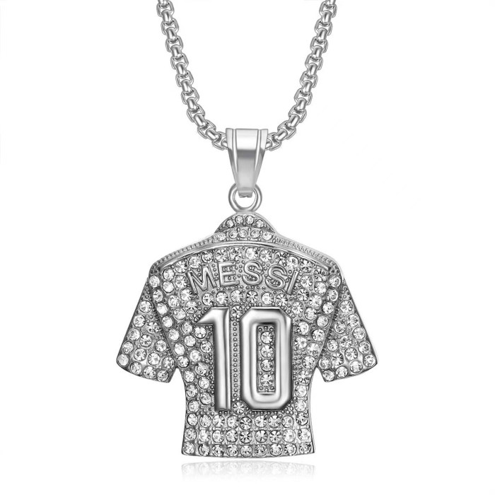 European and American cross-border hip-hop jewelry football sports world diamond-encrusted jersey number 7 and 10 pendant necklace for men