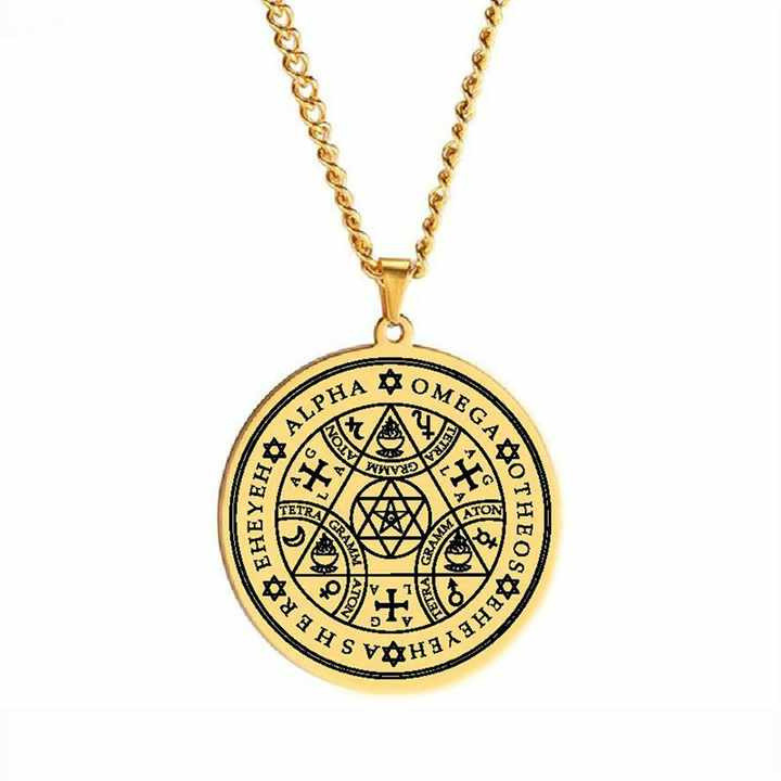 European and American cross-border Enochian Enochian Angel Magic Amulet Hexagram Necklace Foreign Trade Jewelry Lucky Symbol