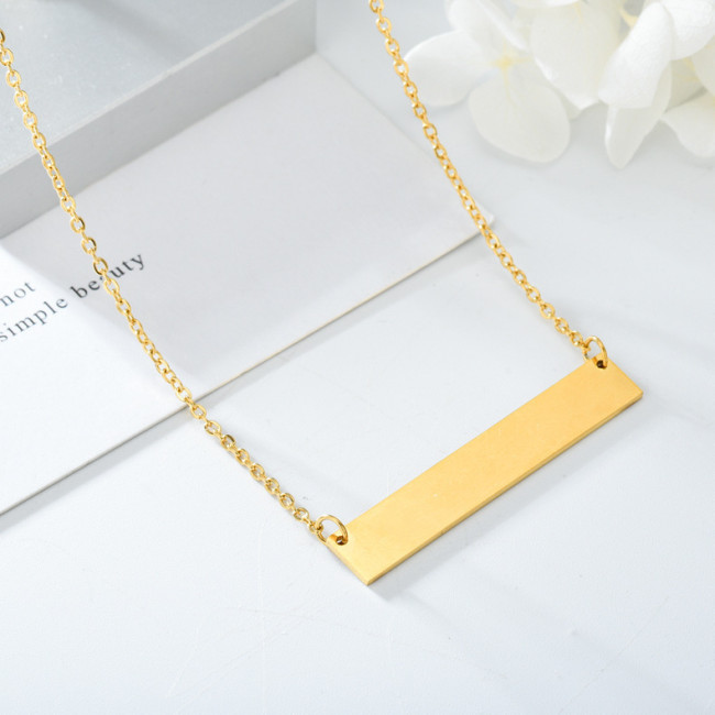 Cross-border best-selling stainless steel bar necklace, blank for engraving names, clavicle chain, long titanium steel necklace, jewelry wholesale