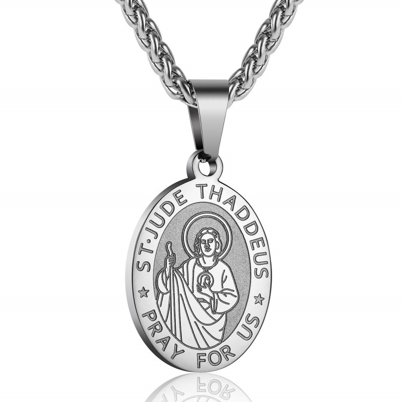 Cross-border Amazon stainless steel portrait pendant Catholic patron saint faith personalized trendy jewelry for men wholesale