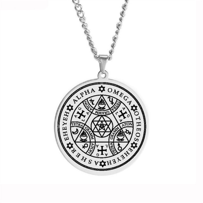 European and American cross-border Enochian Enochian Angel Magic Amulet Hexagram Necklace Foreign Trade Jewelry Lucky Symbol
