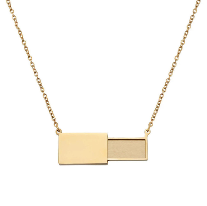 Women's necklace with ins-style niche design, creative engraving, pull-out envelope collarbone chain, stainless steel couple's choker