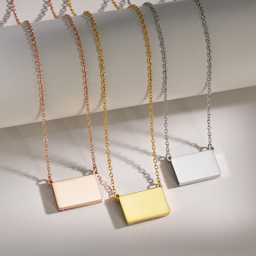Women's necklace with ins-style niche design, creative engraving, pull-out envelope collarbone chain, stainless steel couple's choker