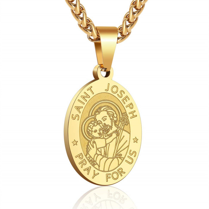 Cross-border Amazon stainless steel portrait pendant Catholic patron saint faith personalized trendy jewelry for men wholesale