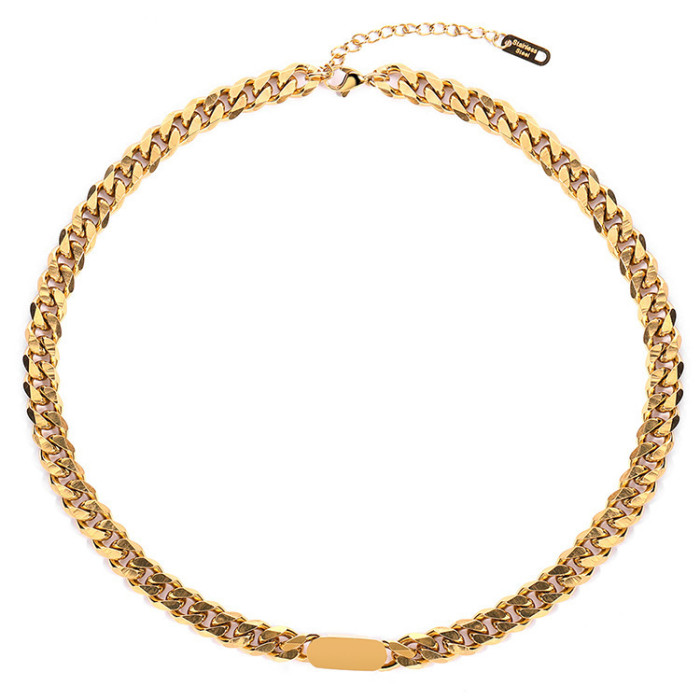 Fashionable and simple titanium steel necklace for women, versatile, light luxury, personalized, non-fading collarbone chain, European and American style, hip-hop, can be engraved