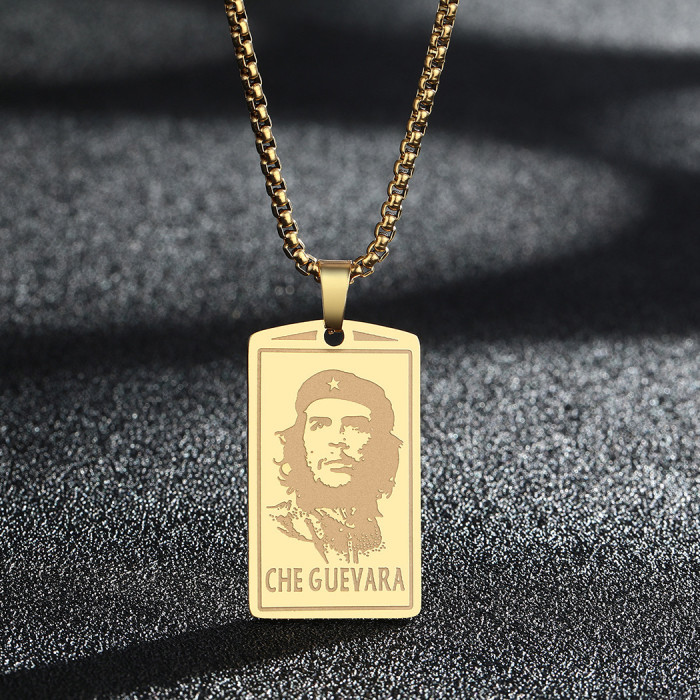 European and American stainless steel Ernesto Che Guevara pendant, non-fading titanium steel necklace for women, versatile and high-end accessory
