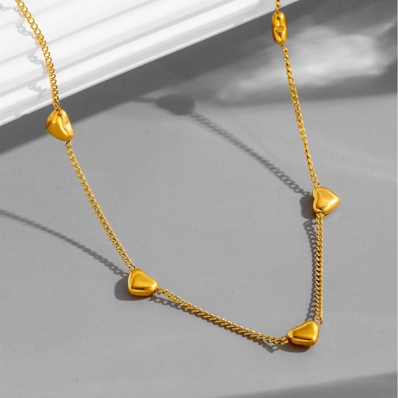 European and American INS influencer women's bracelet, 18K gold four-heart bracelet, stainless steel geometric bracelet, jewelry wholesale