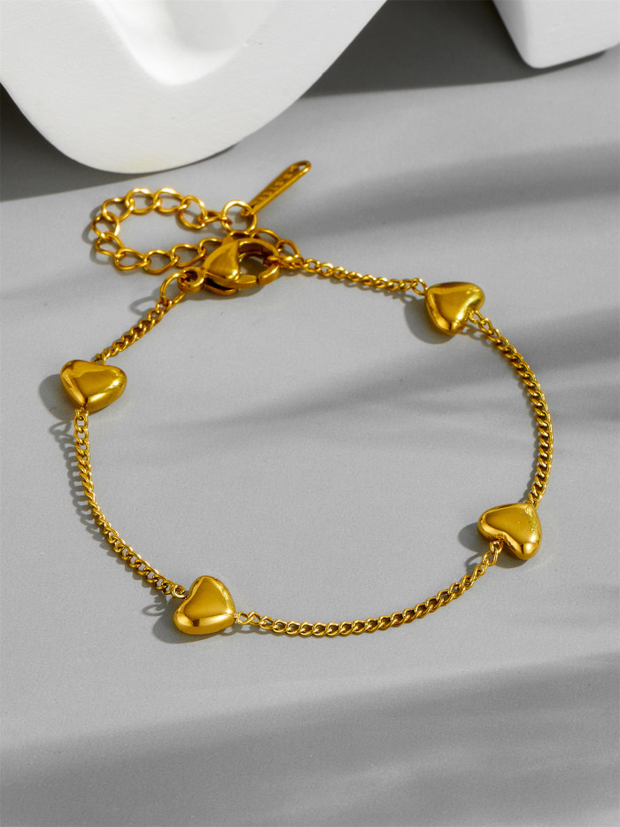 INS Influencer Women's Bracelet, 18K Gold Four-heart Bracelet, Stainless Steel Geometric Bracelet, Jewelry Wholesale