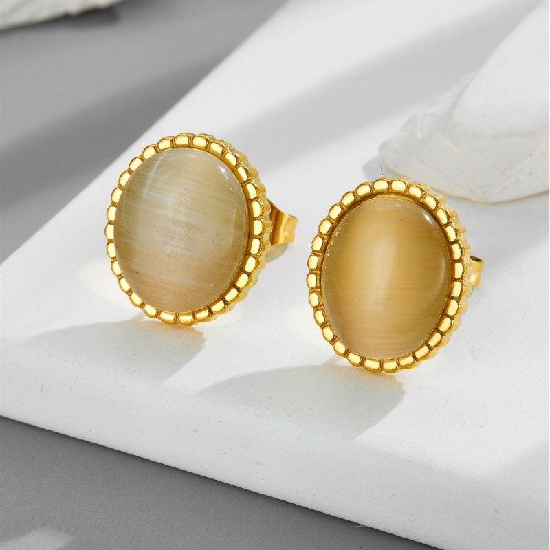 Natural Old Amber Earrings with Sterling Silver Studs for Women, European and American Simple Style, 925 Natural Yellow Earrings, 925 Sterling Silver Plated with 18K Gold