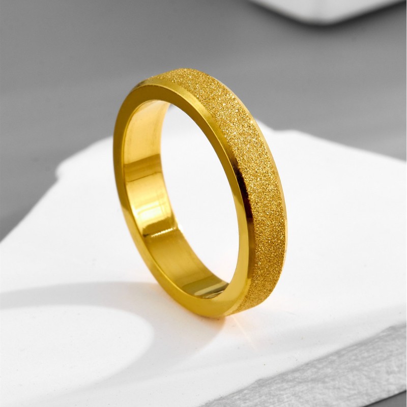 TikTok-style stainless steel frosted pearl ring, popular titanium steel couple rings, European and American hand jewelry wholesale