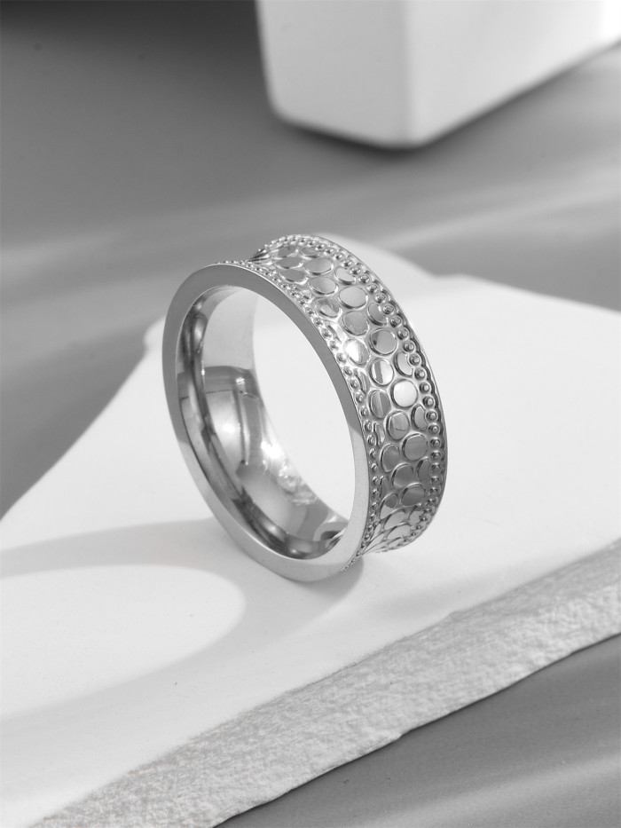 Dragon Scale Honeycomb Titanium Steel Ring for Women, Shimmering Fashion Ring with Fish Scale Design, 18K Gold Color,...