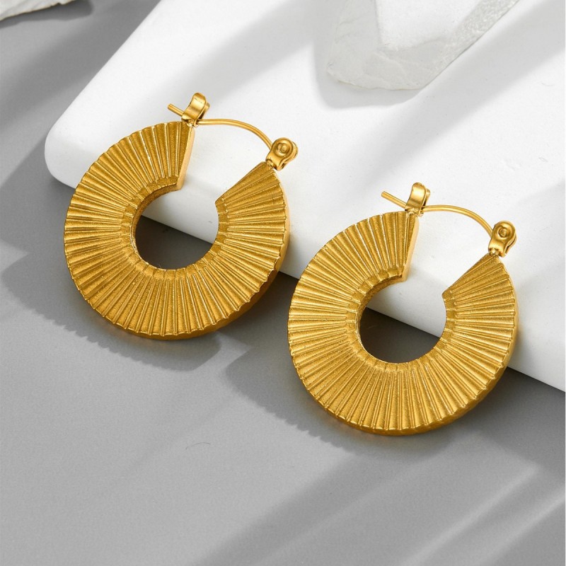 European and American cross-border minimalist titanium steel earrings for women, geometric design hoop earrings, 18K stainless steel earrings wholesale